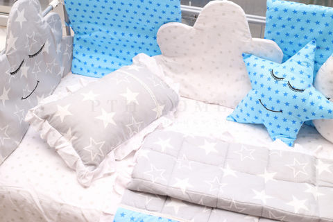 Into The Clouds - Dark Blue - Crib Bedding Set