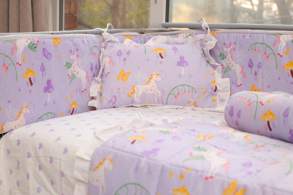 Lilac Unicorns - Crib Bedding Set