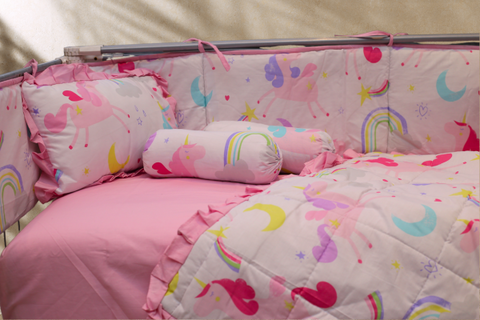 Pink Unicorns - Crib Bedding Set