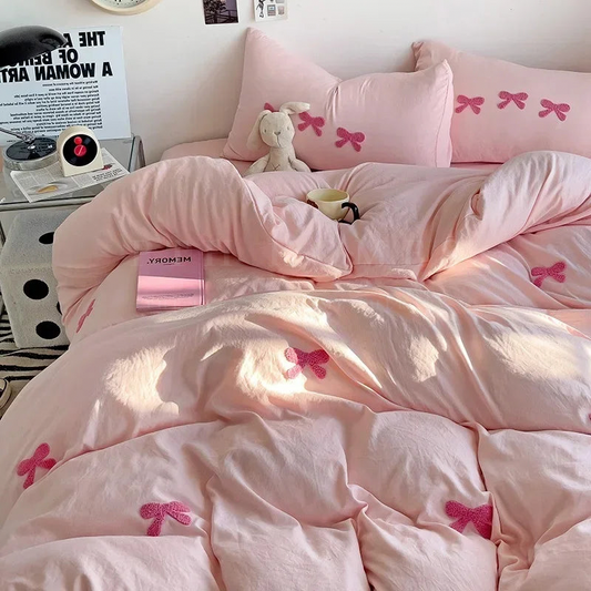 Transform Your Bedroom with the Pink Bow – Embroidered Bedding from PTH Homes