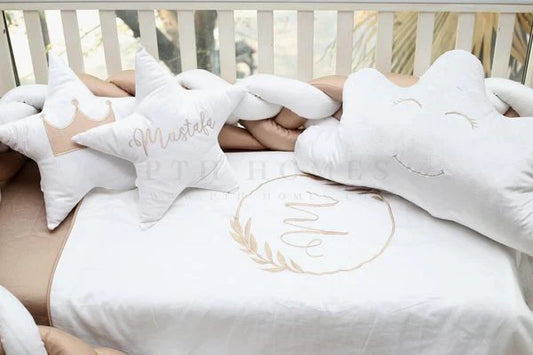 Customized Beige & White – Braided Bedding Set: Elegant Comfort for Your Baby’s Nursery