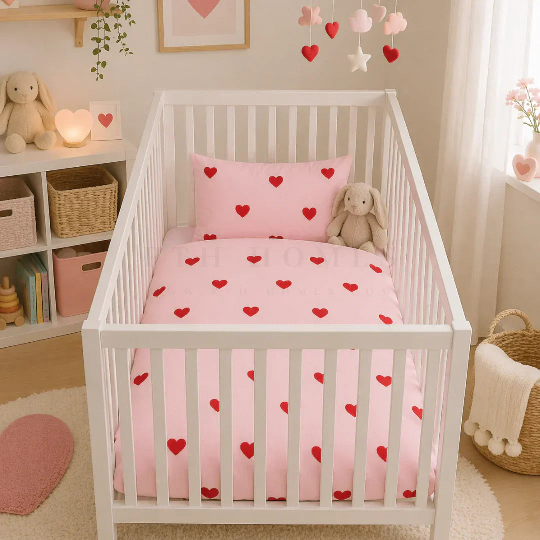 Tufted Heart - 2 Pcs Crib's Bedding Set: A Perfect Blend of Comfort & Style