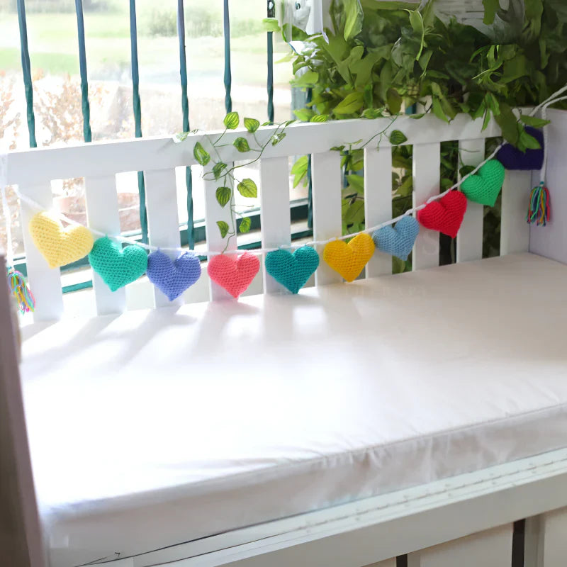 Crochet Heart Garland: Handcrafted Charm for Cozy & Elegant Spaces