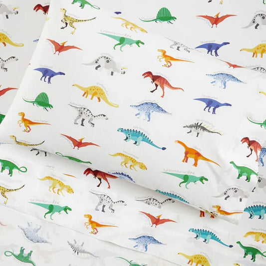 Dino Chronicles - Cotton Percale: Fun, Breathable & Adventure-Ready Bedding by PTH Homes