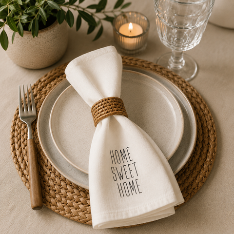 Home Sweet Home & Bless Our Nest Printed Cotton Napkin Set (Set of 2)