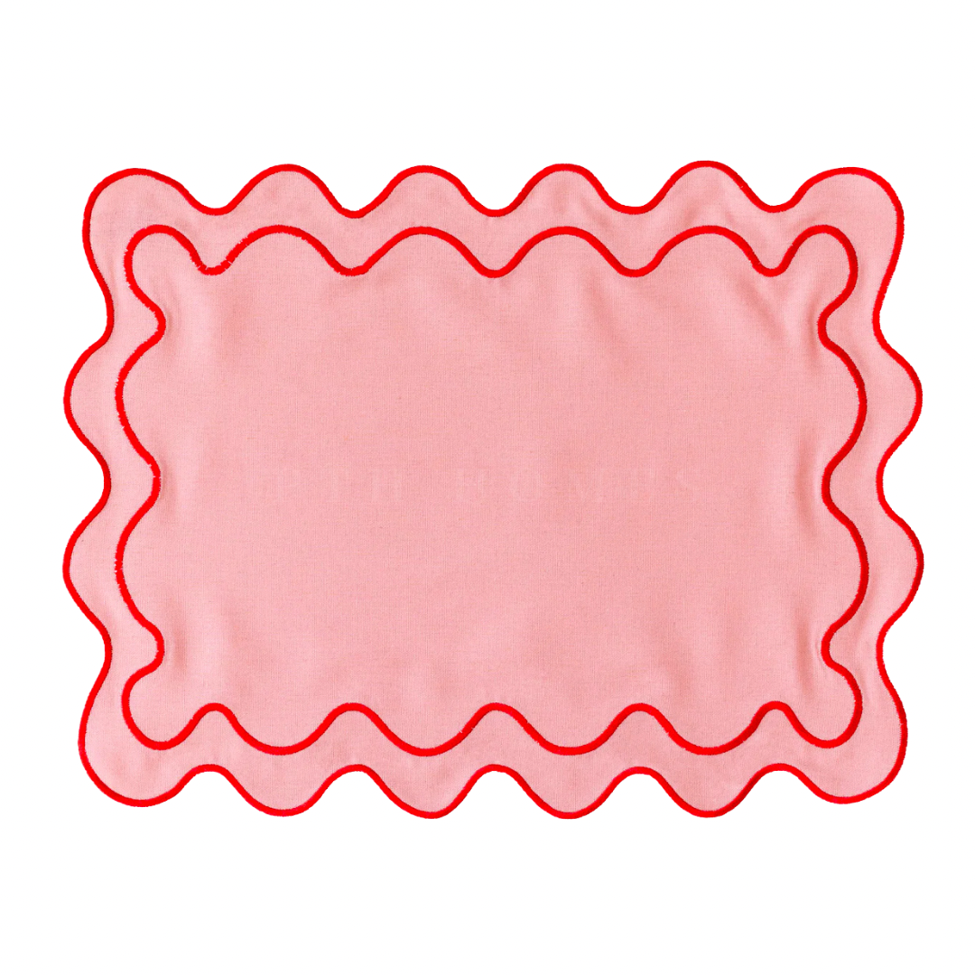 Bahama Palm - Embriodered Scalloped Tablemats (Solids)
