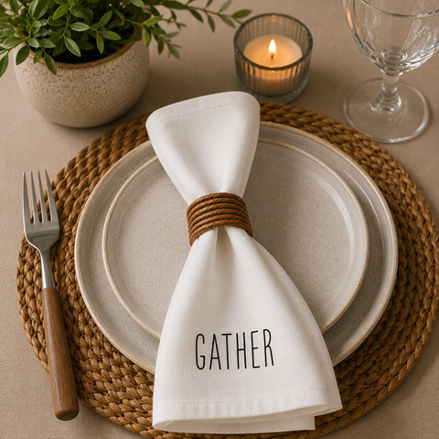 Let’s Eat & Gather Printed Cotton Napkin Set (Set of 2)