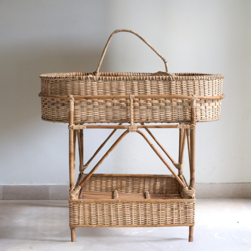 Rattan - Baby Basket with Stand
