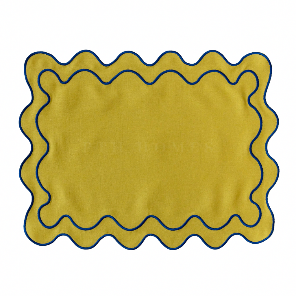 Bahama Palm - Embriodered Scalloped Tablemats (Solids)