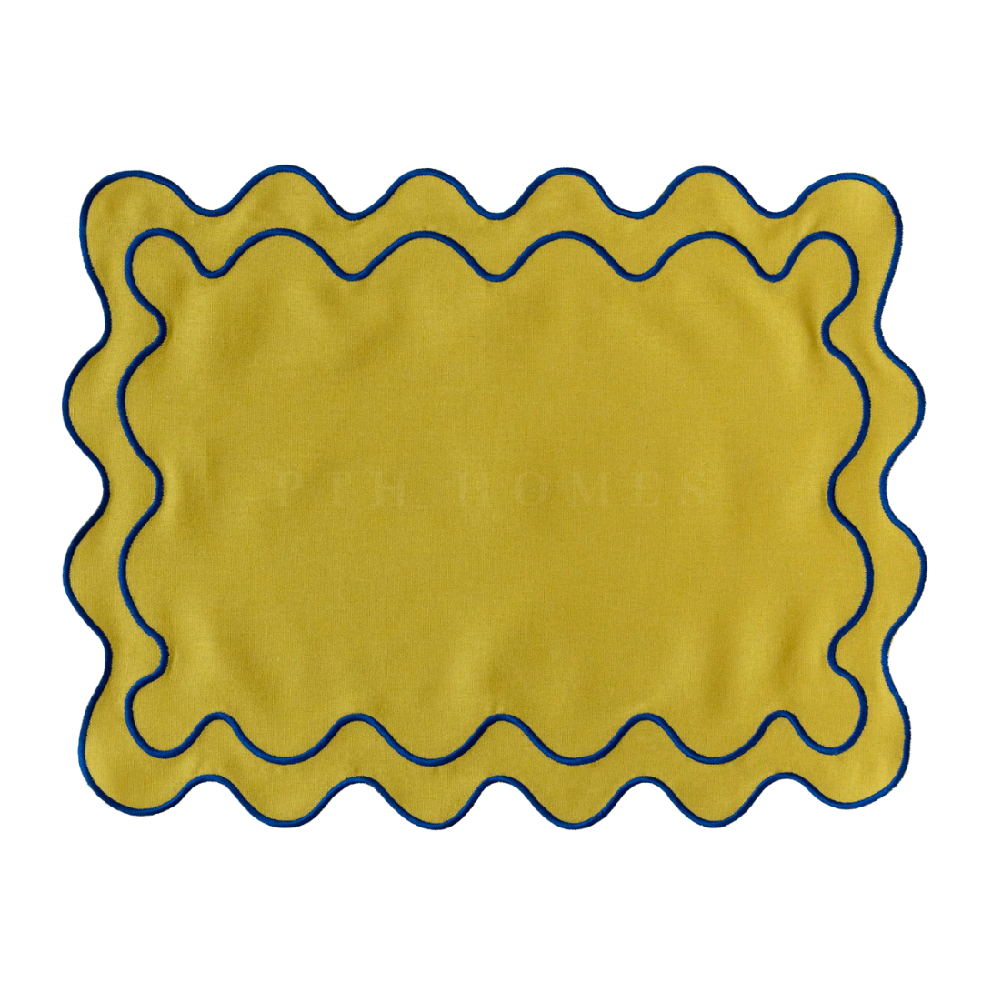 Bahama Palm - Embriodered Scalloped Tablemats (Solids)