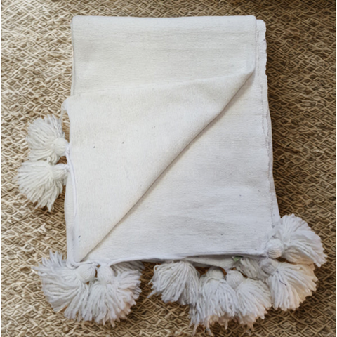 Moroccan - Pom Pom Throw (Natural)