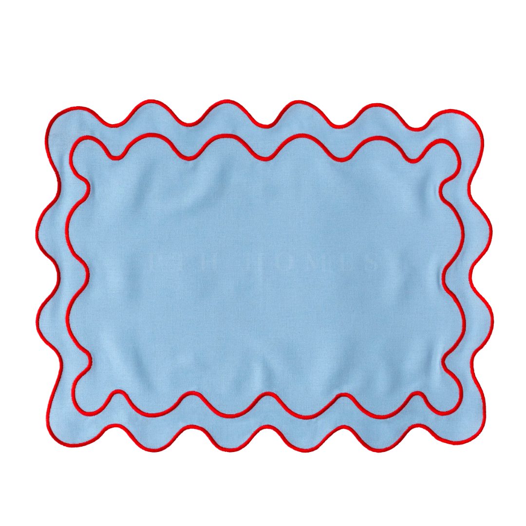 Bahama Palm - Embriodered Scalloped Tablemats (Solids)