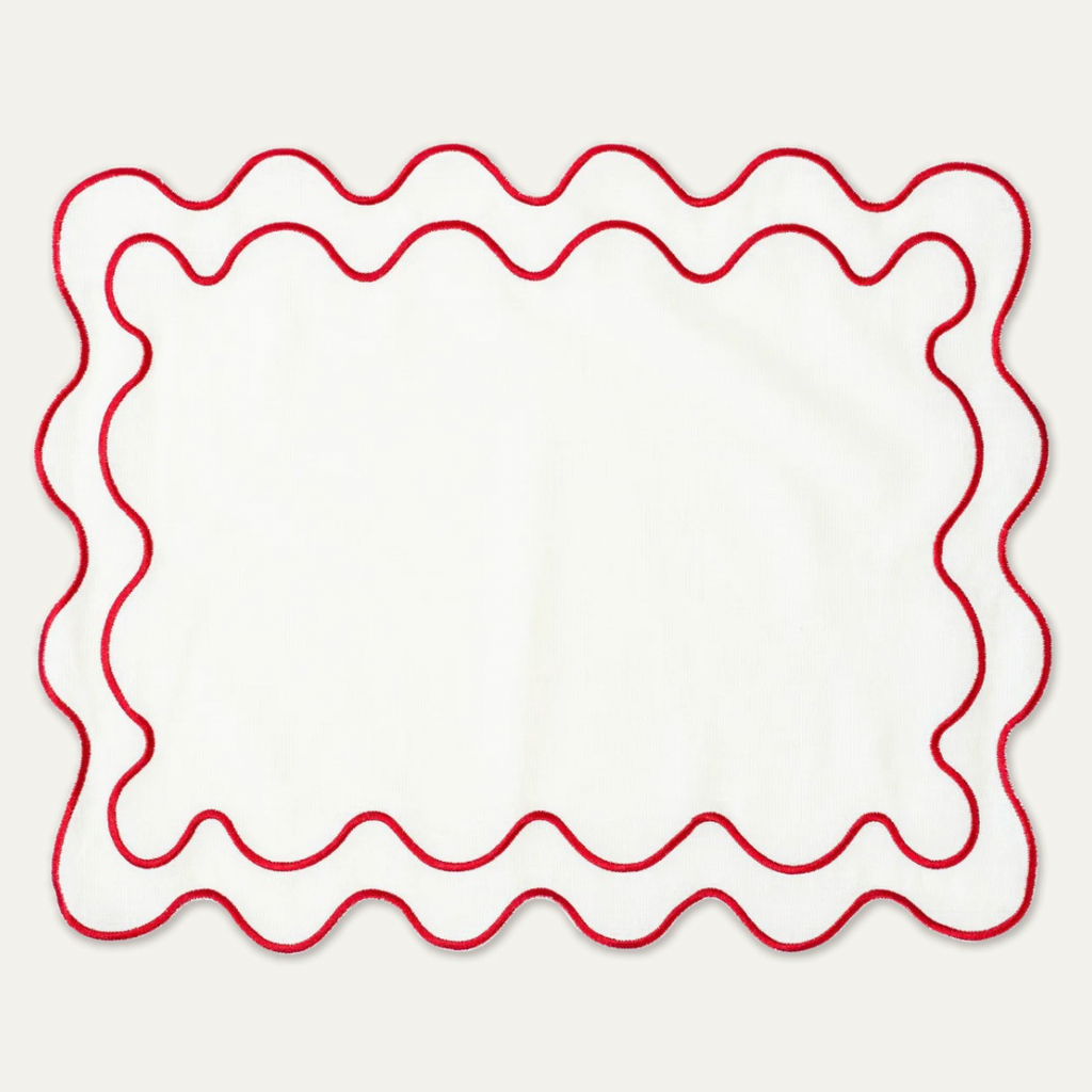 Bahama Palm - Embriodered Scalloped Tablemats (Solids)