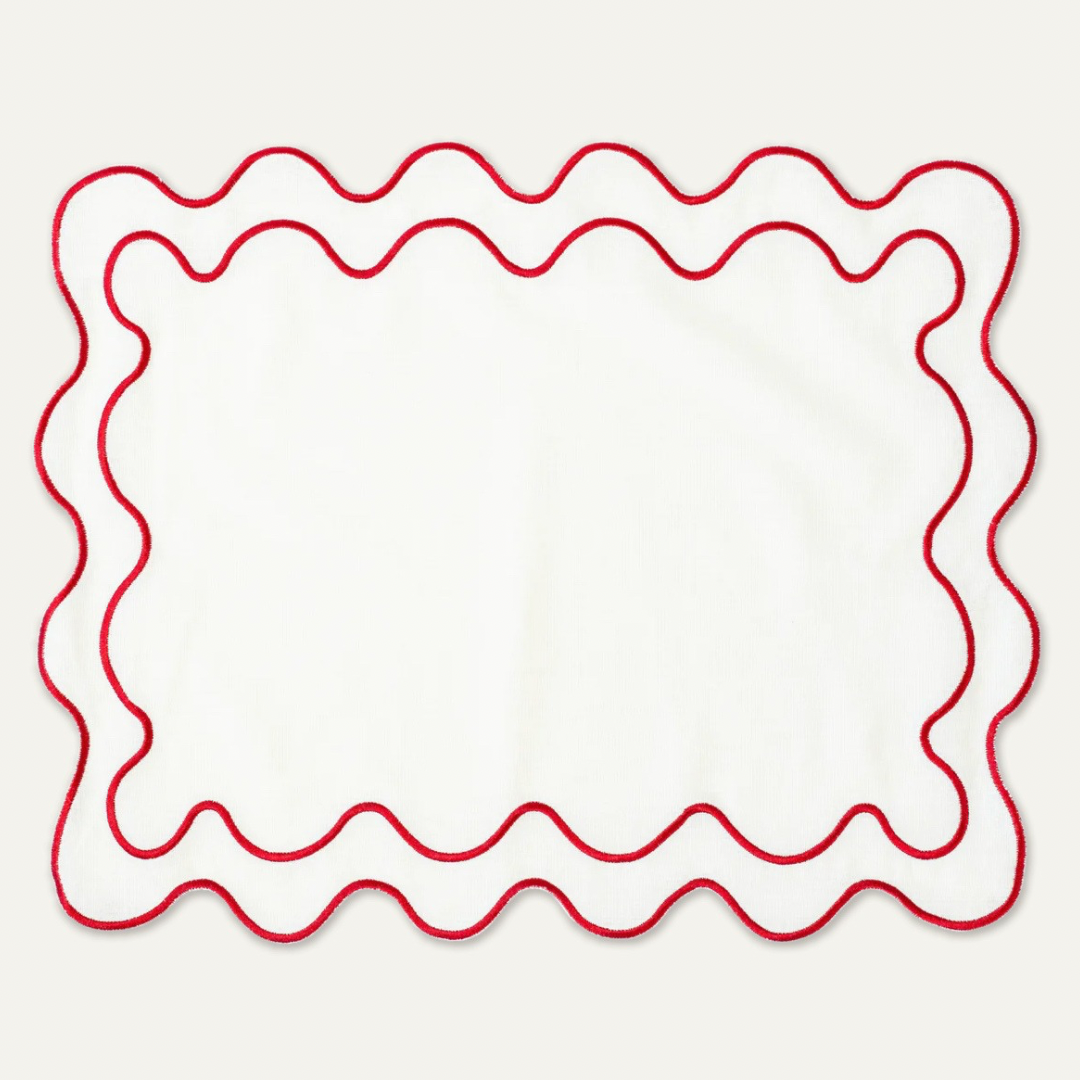 Bahama Palm - Embriodered Scalloped Tablemats (Solids)