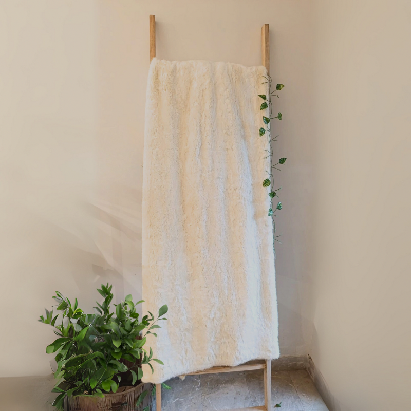 Ivory White Fur Throw