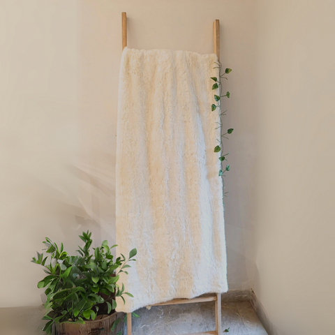 Ivory White Fur Throw