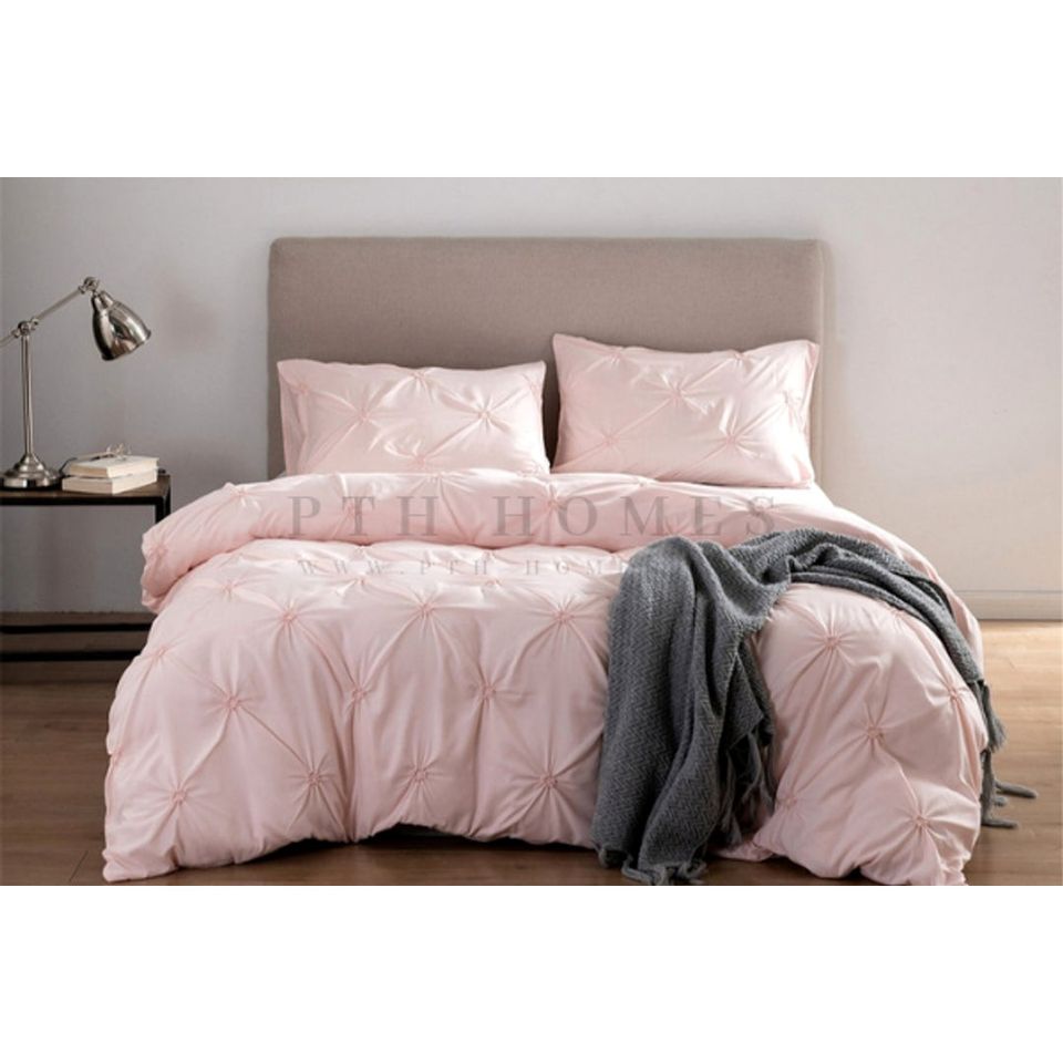 Pintuck Pleated Pink - Duvet Cover Set