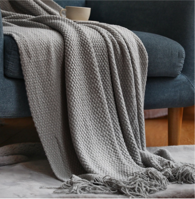 Steel Grey Tassels- Throw Blanket