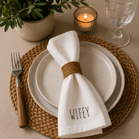Hubby & Wifey Printed Cotton Napkin Set (Set of 2)