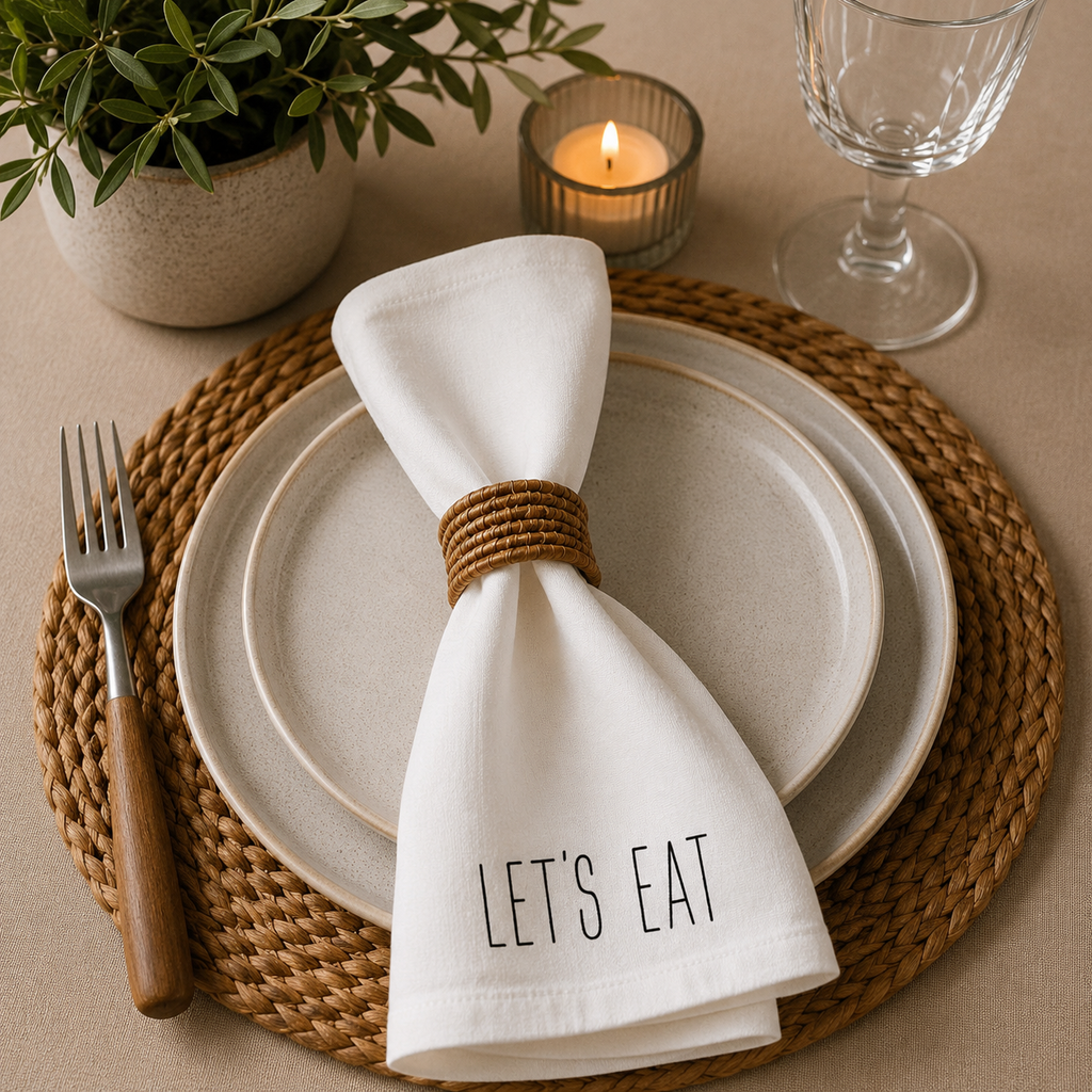 Let’s Eat (Set of 2) Printed Cotton Napkin Set