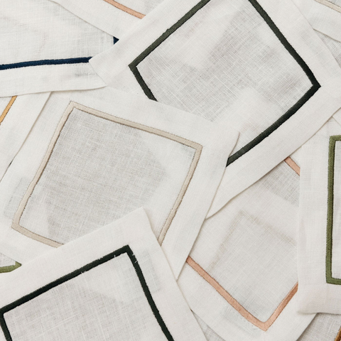 Line Embriodered Table Napkins - Set of 4