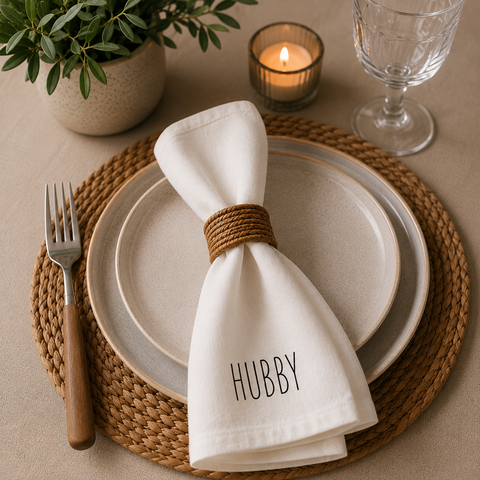 Hubby & Wifey Printed Cotton Napkin Set (Set of 2)