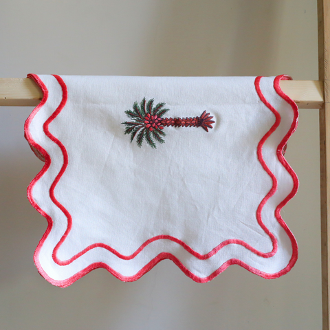 Bahama Palm - Embriodered Scalloped Tablemats