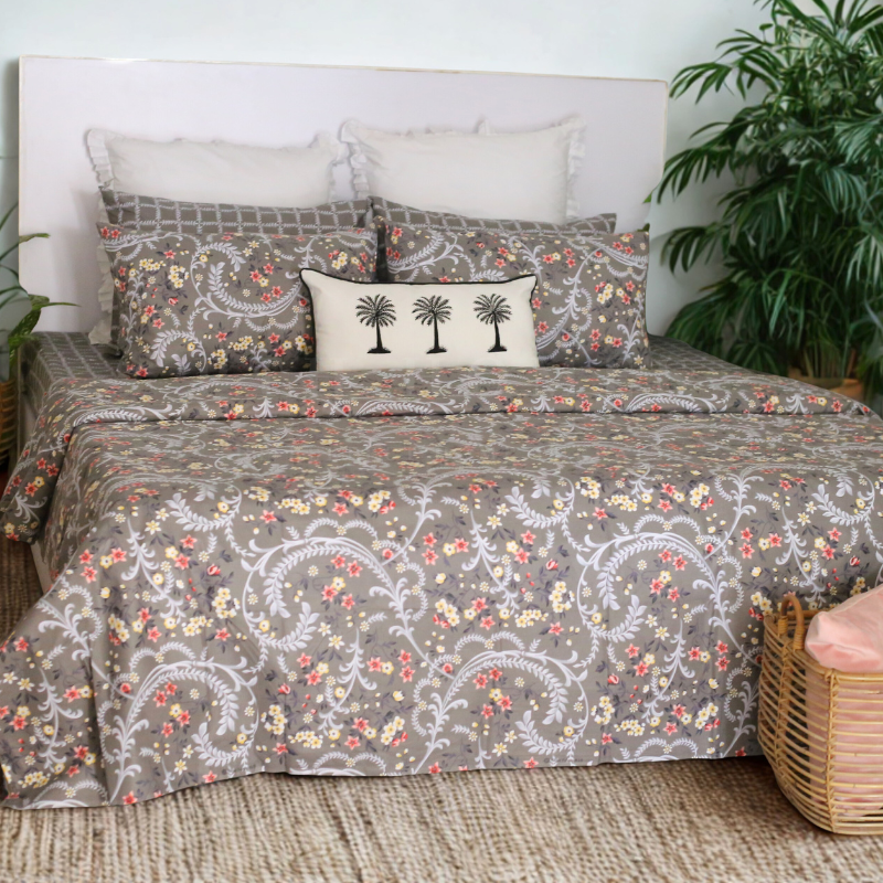 Grey Checkered Paisley - Bedset