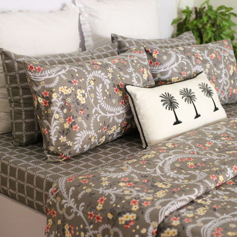Grey Checkered Paisley - Bedset