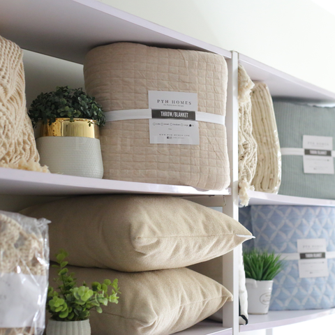 Beige Quilted - Coverlet Blanket