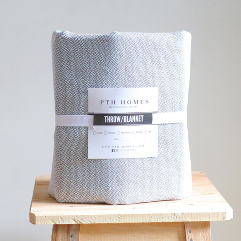 Chevron Blue - Cotton Blanket