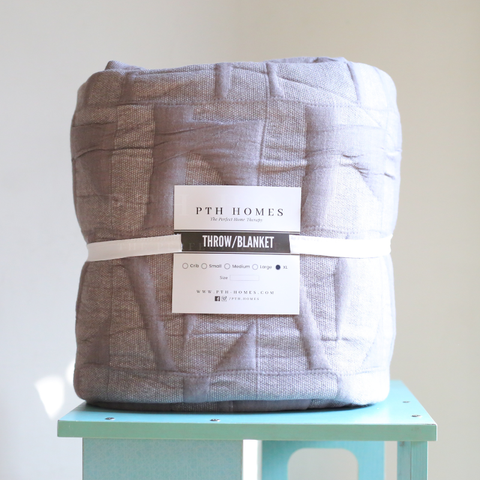 Grey Patterned Quilted - Coverlet Blanket