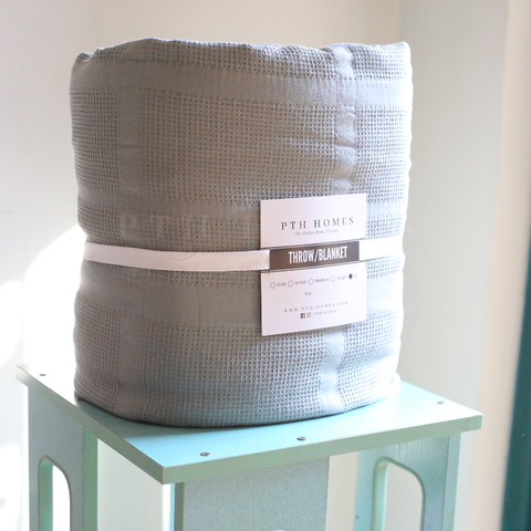 Grey Waffle Quilted - Coverlet Blanket