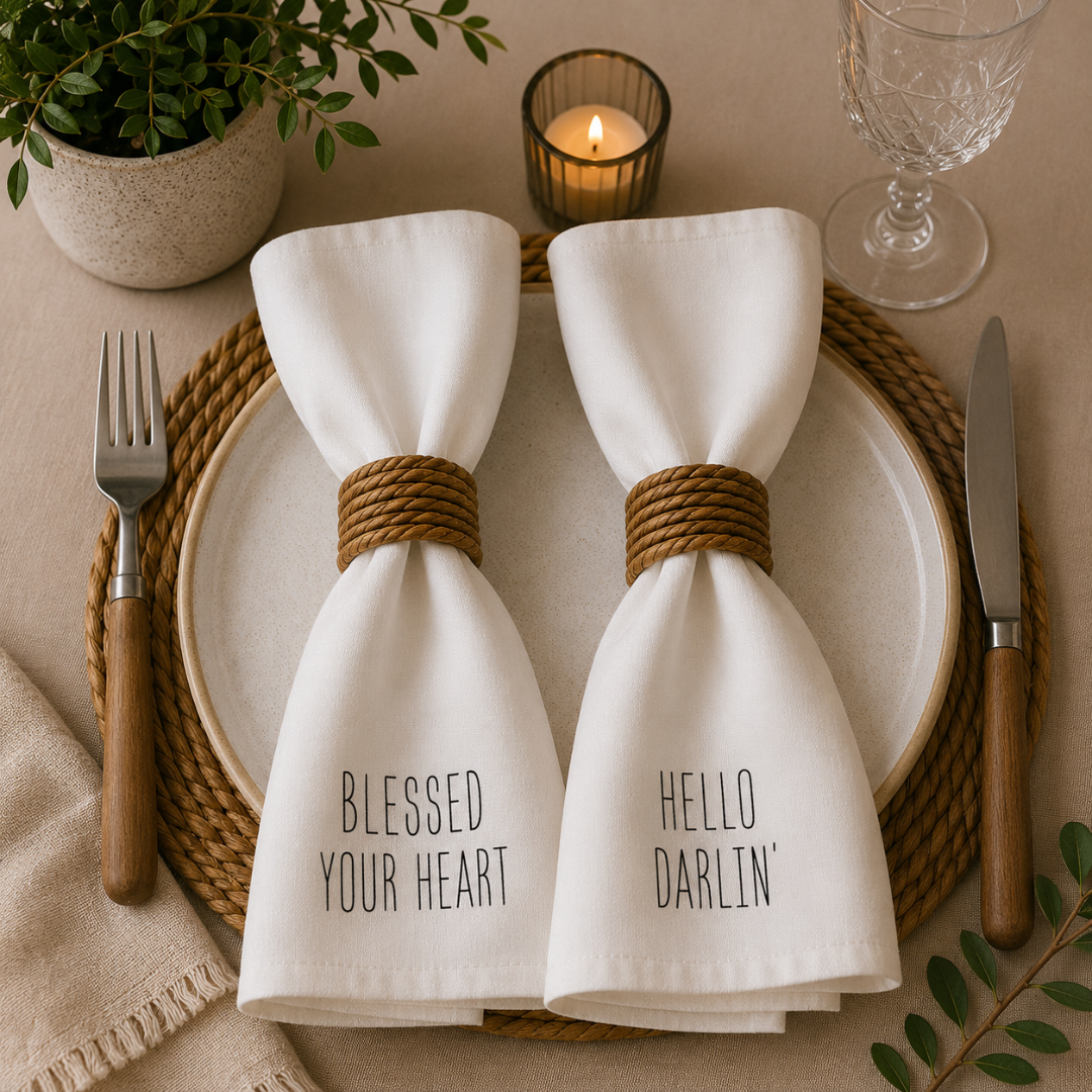 Hello Darling (Set of 2) Printed Cotton Napkin Set