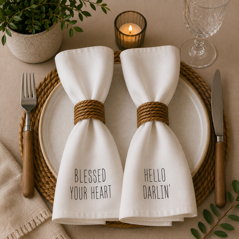 Hello Darling (Set of 2) Printed Cotton Napkin Set