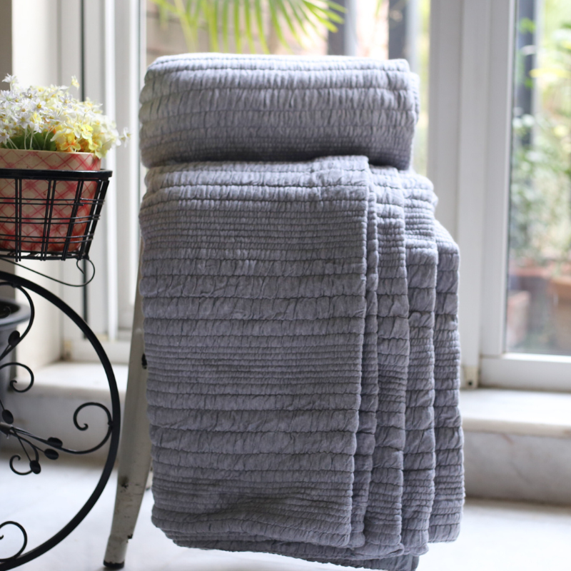 Grey Lines - Coverlet Blanket