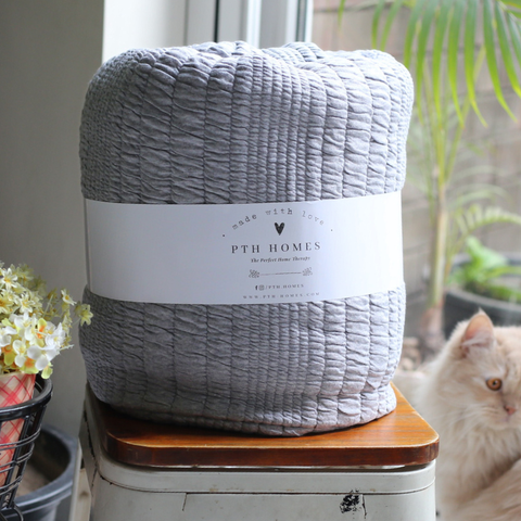 Grey Lines - Coverlet Blanket