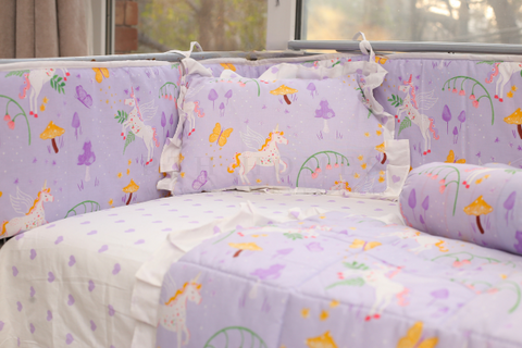 Lilac Unicorns - Crib Bedding Set