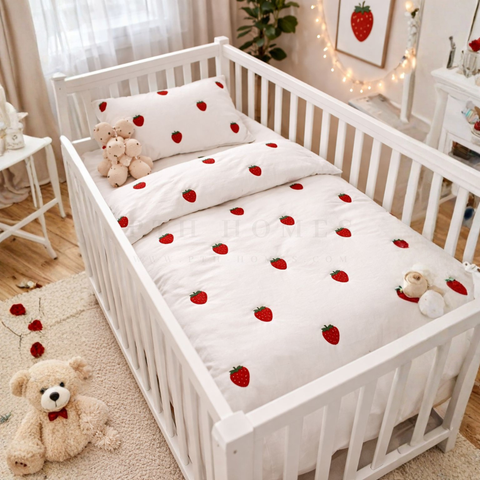 Tufted Strawberry - 2 Pcs Crib's Bedding Set