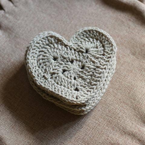 Crochet Heart Coasters (Pair)