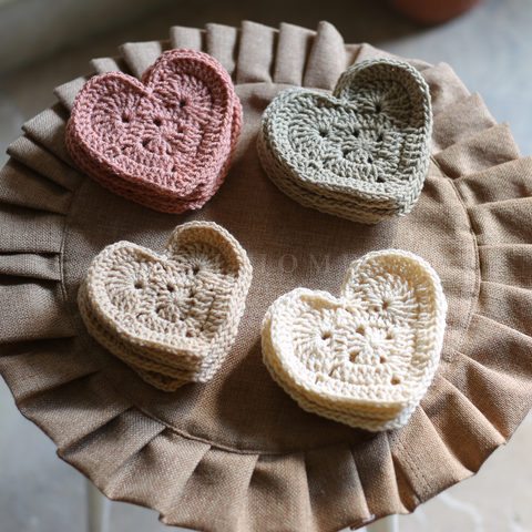 Crochet Heart Coasters (Pair)