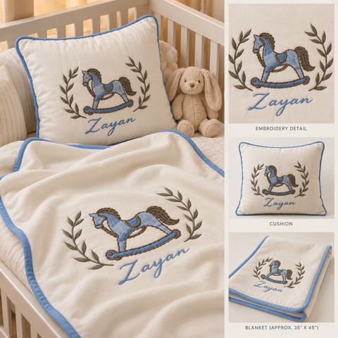 Personalized Pony - Crib Bedding Set