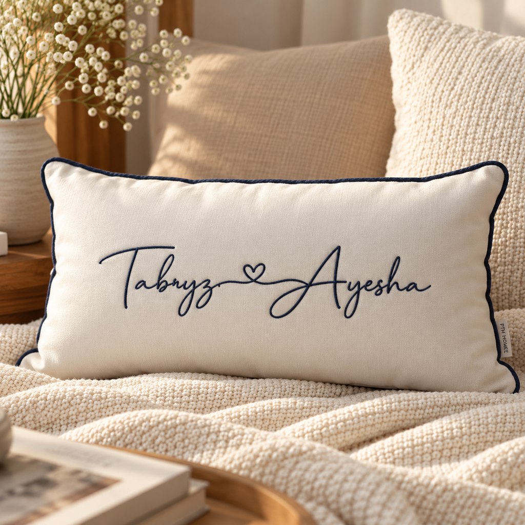 Customized Embroidered - Connected By Heart Pillow