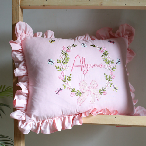 Name - Embroidered Cushion (Pink)