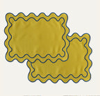 Bahama Palm - Embriodered Scalloped Tablemats (Solids)