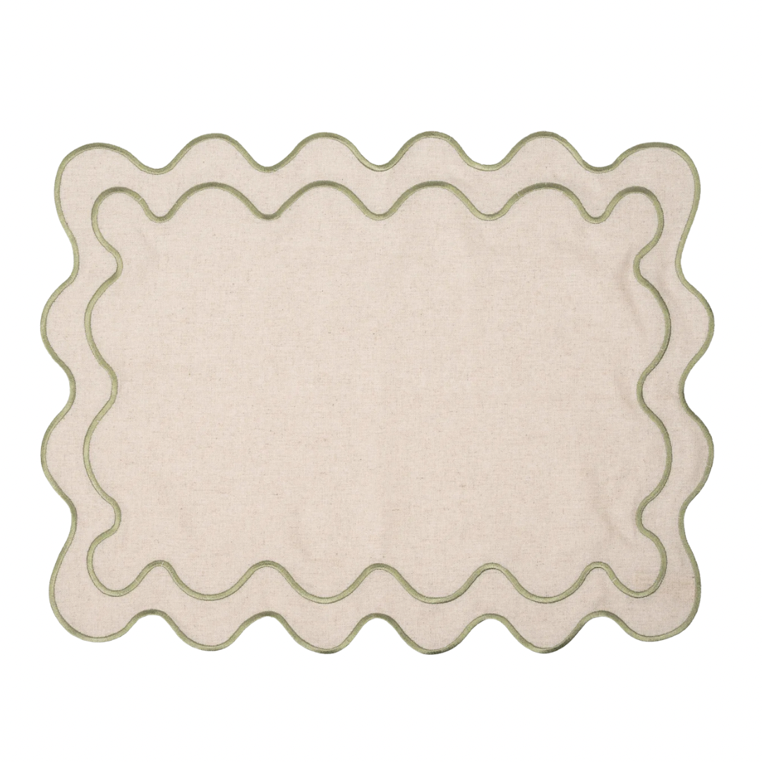 Bahama Palm - Embriodered Scalloped Tablemats (Solids)