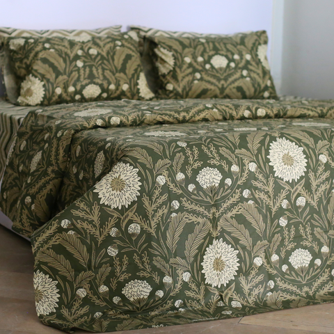 Green Floral Chevron - Bedset