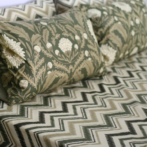 Green Floral Chevron - Bedset