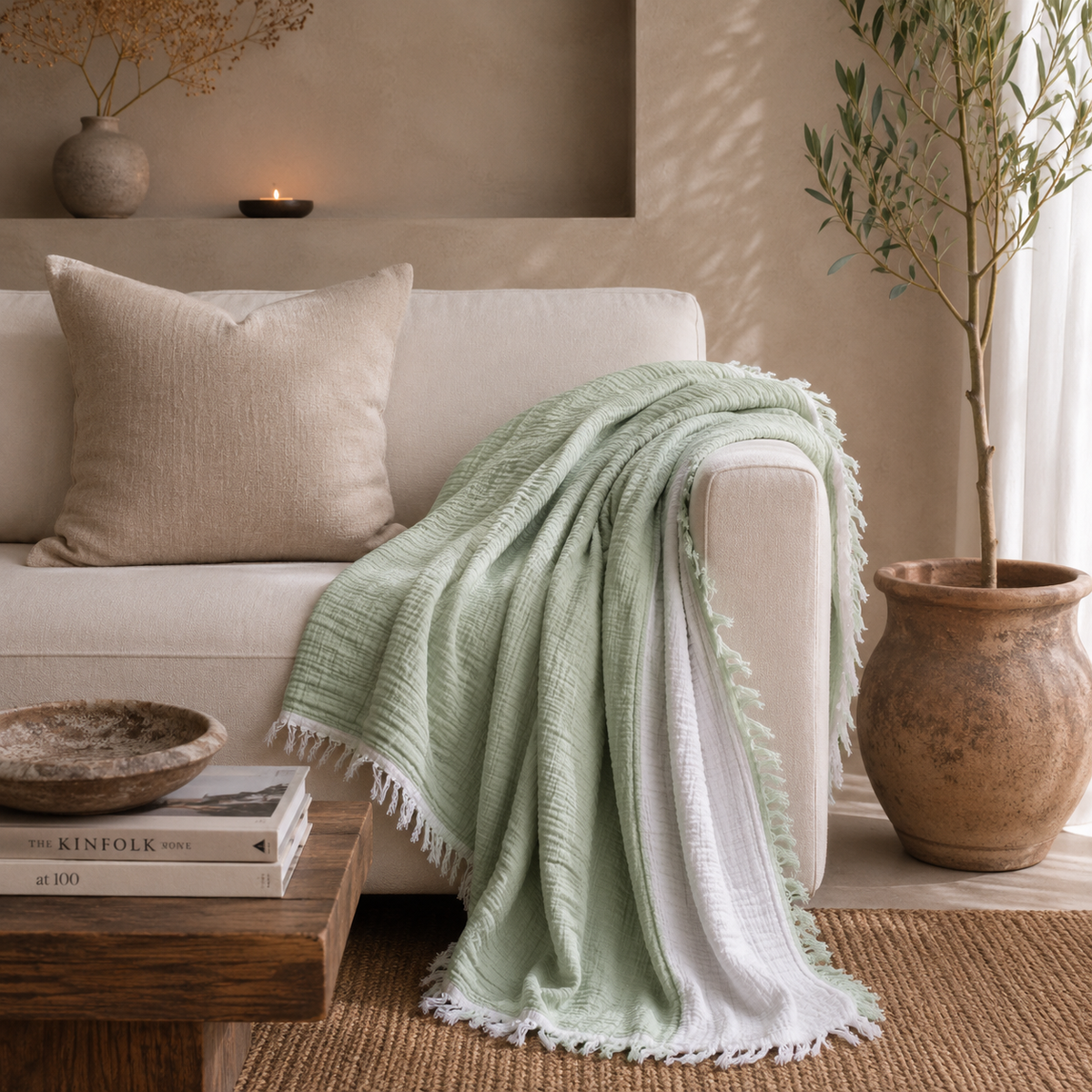 Gauze Muslin - Cotton Throw (Mint)