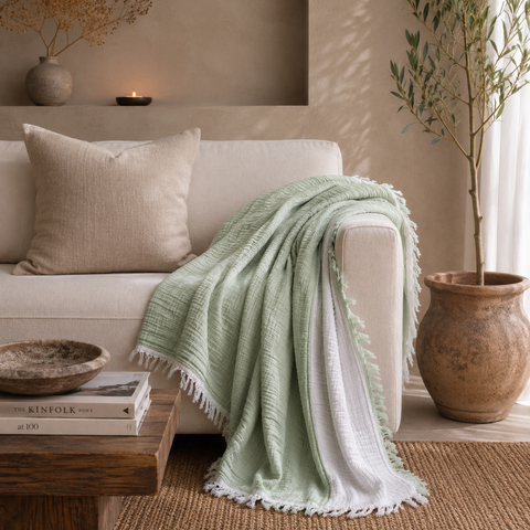 Gauze Muslin - Cotton Throw (Mint)
